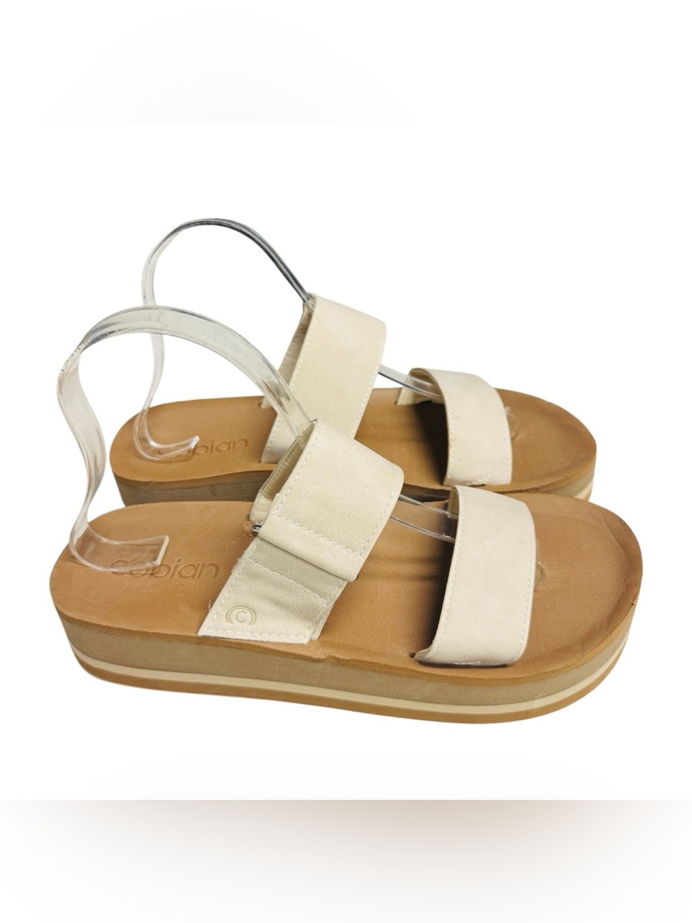 Cobian Womens Cream Platform Slide Sandals Size 8